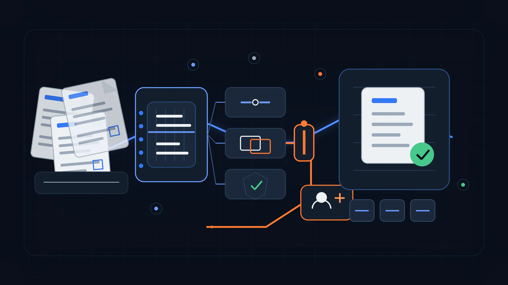 Incoming invoices pass through extraction, validation and human exception review before reaching a verified accounts payable system.